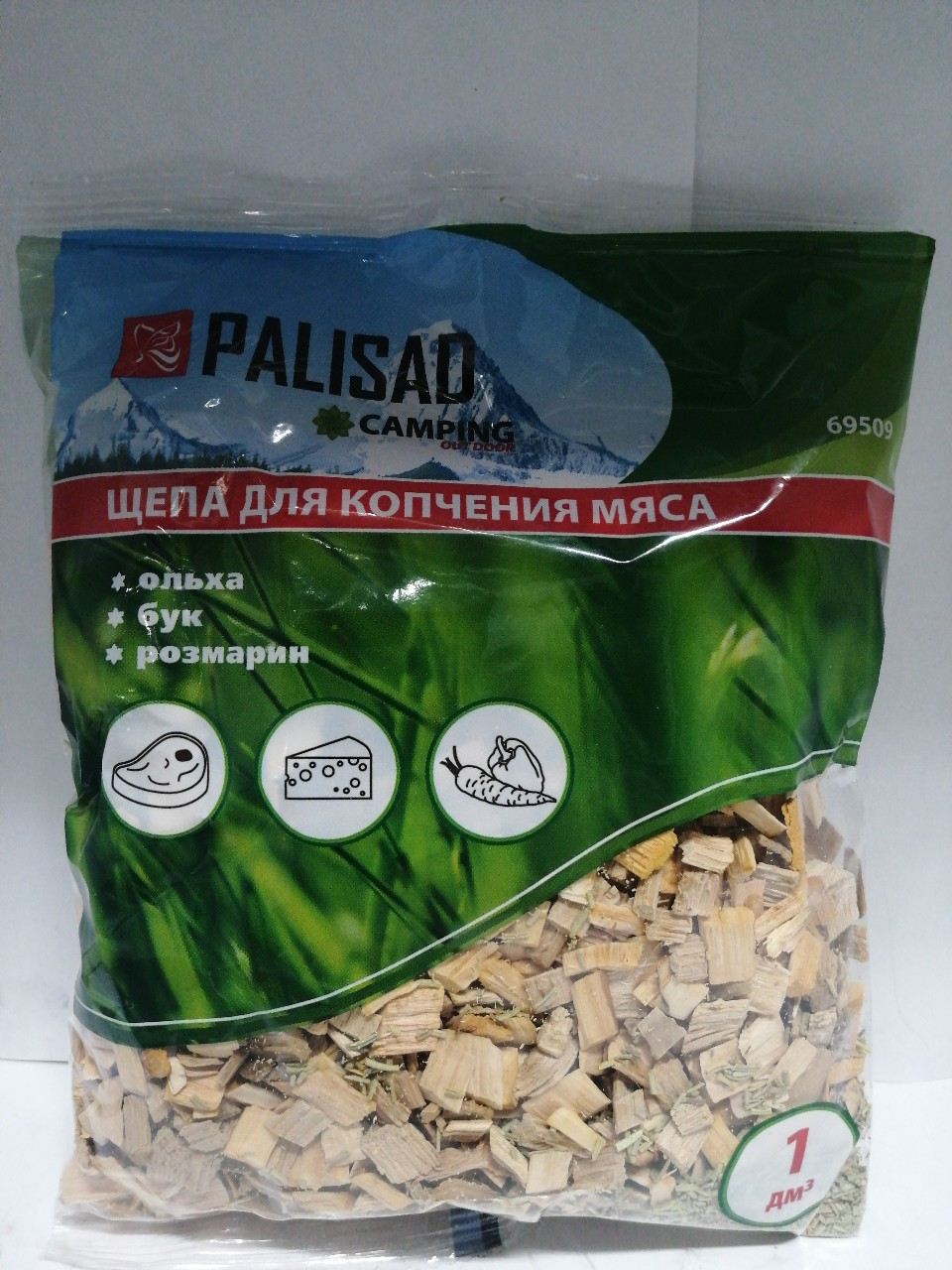 Купить запчасть PALISAD - 69509 Щепа для копчения мяса (ольха+бук+розмарин), Россия Camping// Palisad