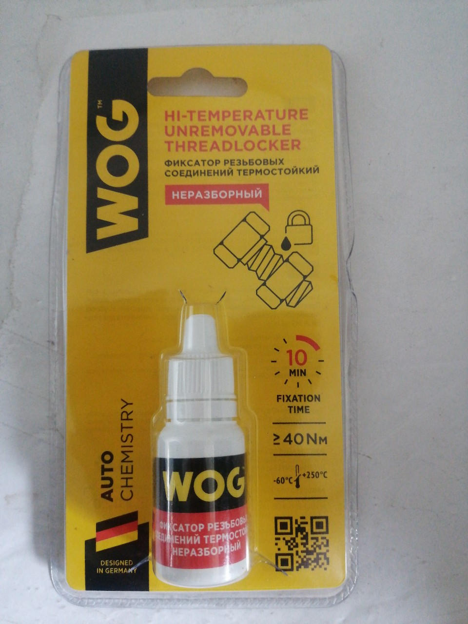 Купить запчасть WOG - WG0730 Анаэробный герметик-фиксатор "Неразборный" термостойкий (красный) WOG, 4 мл (WG0730)