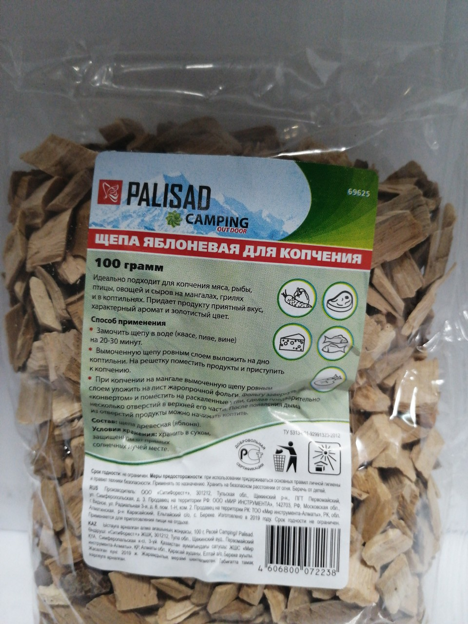 Купить запчасть PALISAD - 69625 Щепа яблоневая для копчения, 100 гр Россия Camping// Palisad