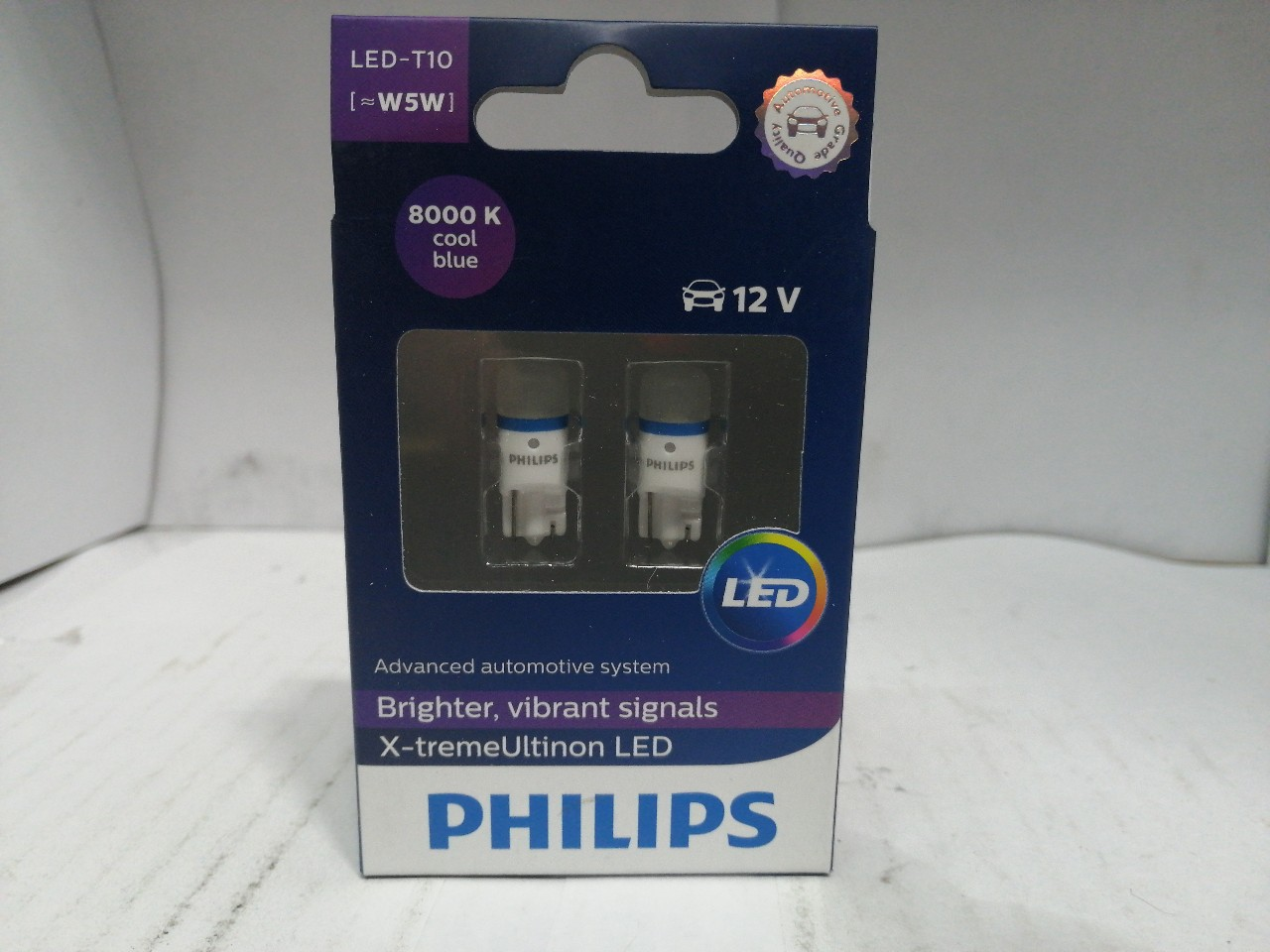 Купить запчасть PHILIPS - 127998000KX2 Лампа Philips T10 LED X-treme Vision 8000K 12V-1W X2, комлект 2 шт.(аналог W5W) 12799 8000KX2/395983