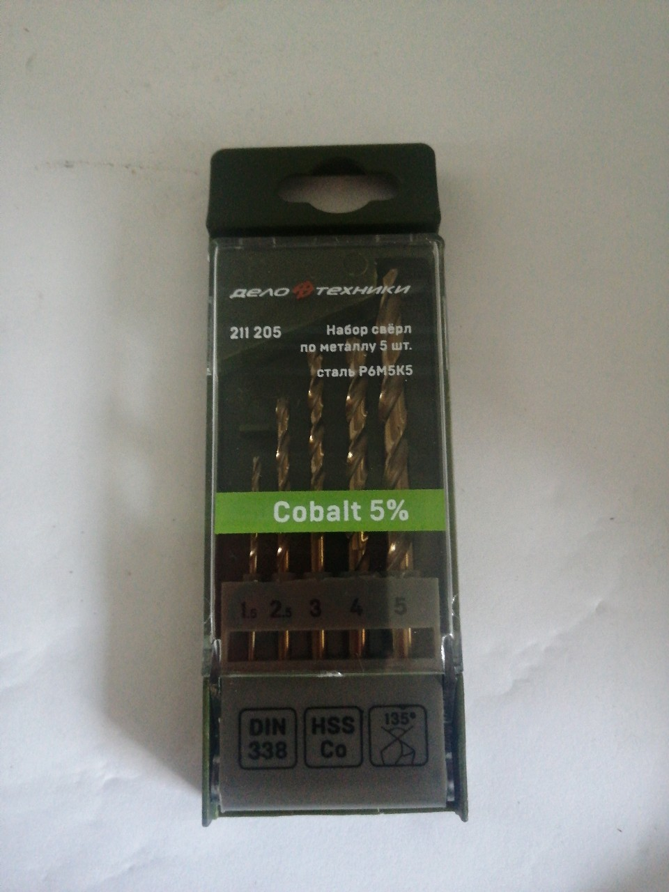 Купить запчасть ДЕЛО ТЕХНИКИ - 211205 211205 Набор свёрл по металлу Cobalt 5% (?1.5 - 5 мм), 5 шт.