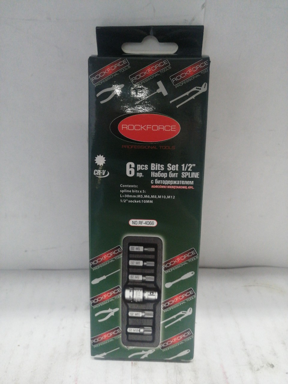 Купить запчасть ROCKFORCE - 4066 Набор бит RF-4066 SPLINE с битодержателем,6пр.1/2"(L:30мм;M5,М6,М8,М10,M12), в ложементе ROCKFORCE /