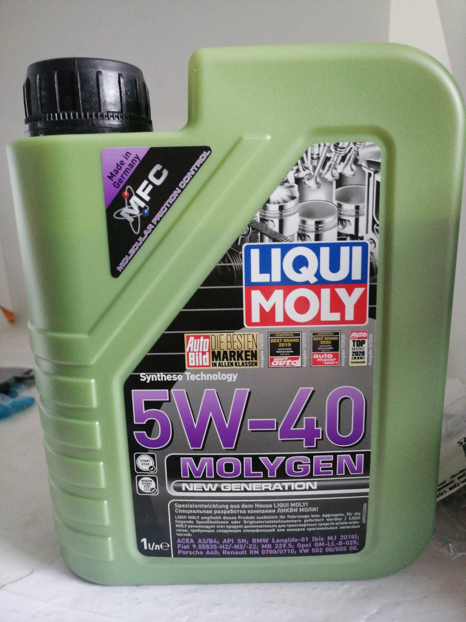 Купить запчасть LIQUI MOLY - 9053 Масло моторное HC-синтетическое Molygen New Generation 5W40 API SN, ACEA A3/B4 1л
